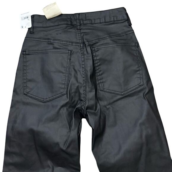 NWT Free People We The Free Black Coated Slim Straight Pants Women’s 26 - Picture 6 of 7